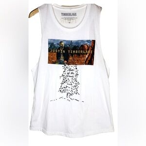 Justin Timberlake Concert Tour White Graphic Tank Top Size M
